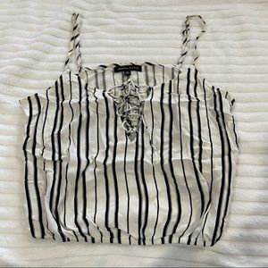 Kendall & Kylie Jenner Crop Top with Spaghetti Straps and Lace Up Detail